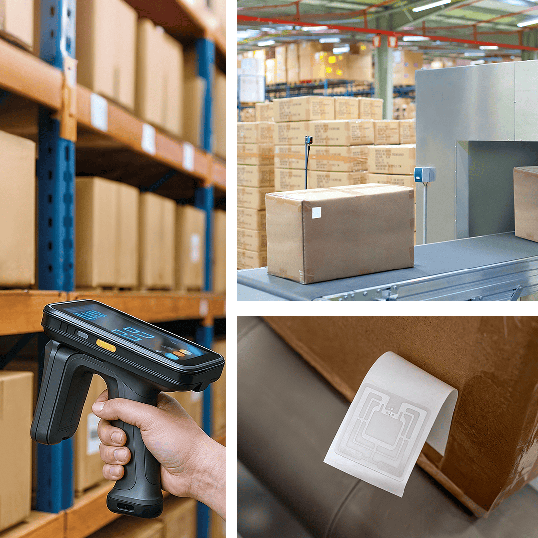 Collage zu RFID-Lösungen für Lieferkette und Logistik