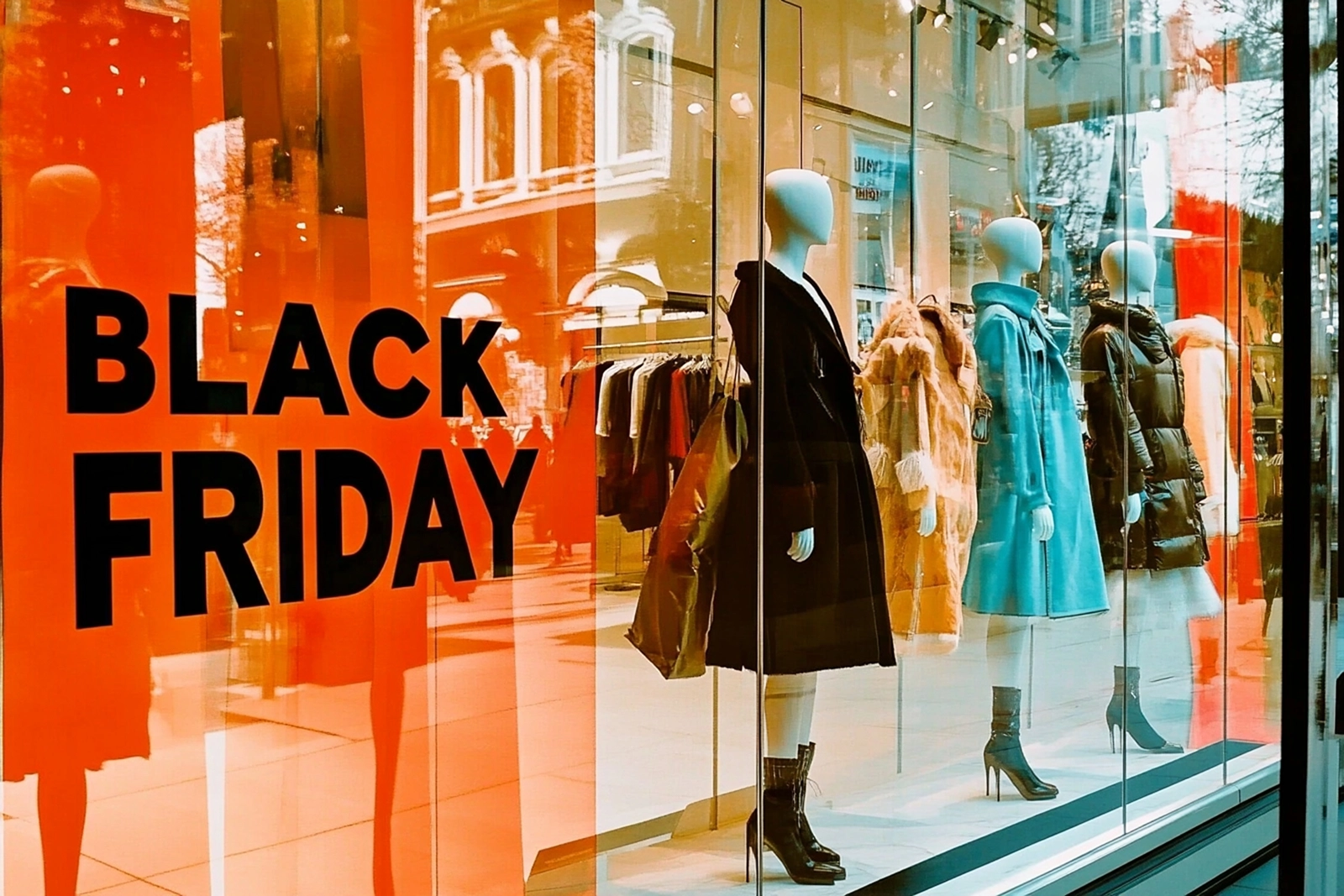 Schaufenster mit Black Friday Schriftzug