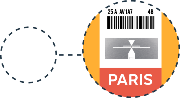 Bunker-RFID-Inlay auf einem Gepäckstück für die Luftfahrt