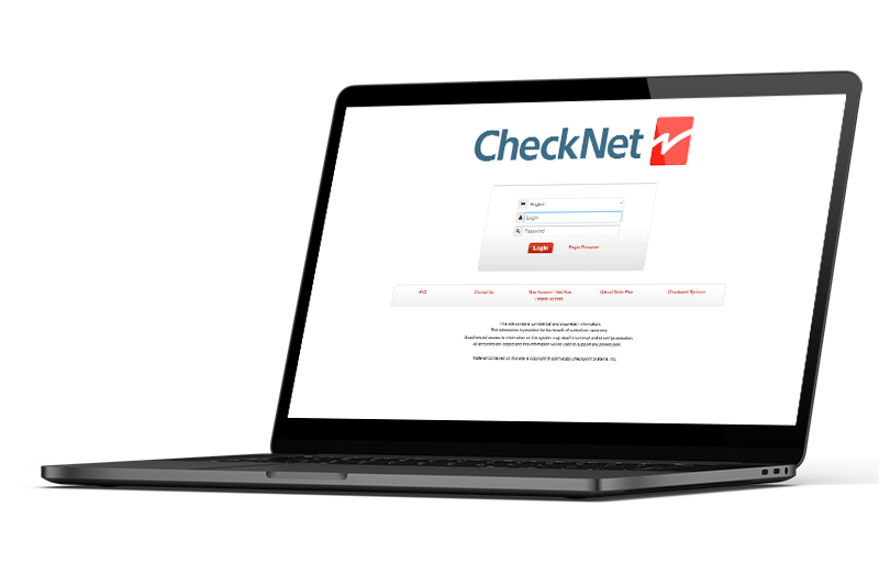 Bildschirmansicht der CheckNet-Bestellplattform