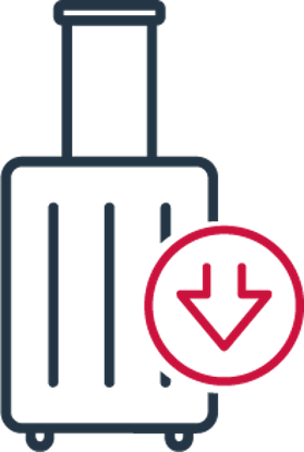 Symbol für die Verringerung von Gepäckverlusten