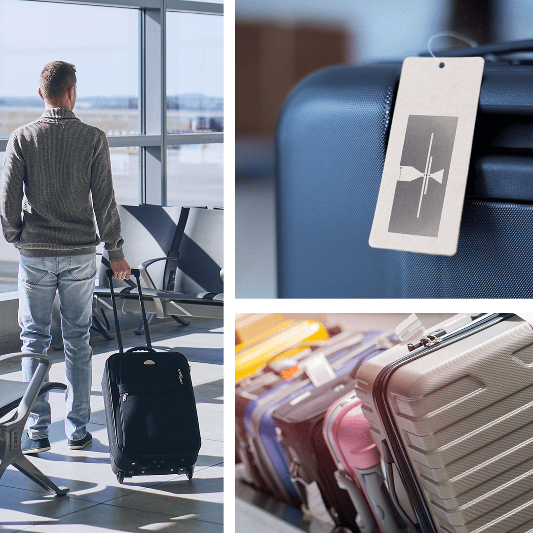 Collage zu RFID-Lösungen für Luftfahrt und Flughäfen