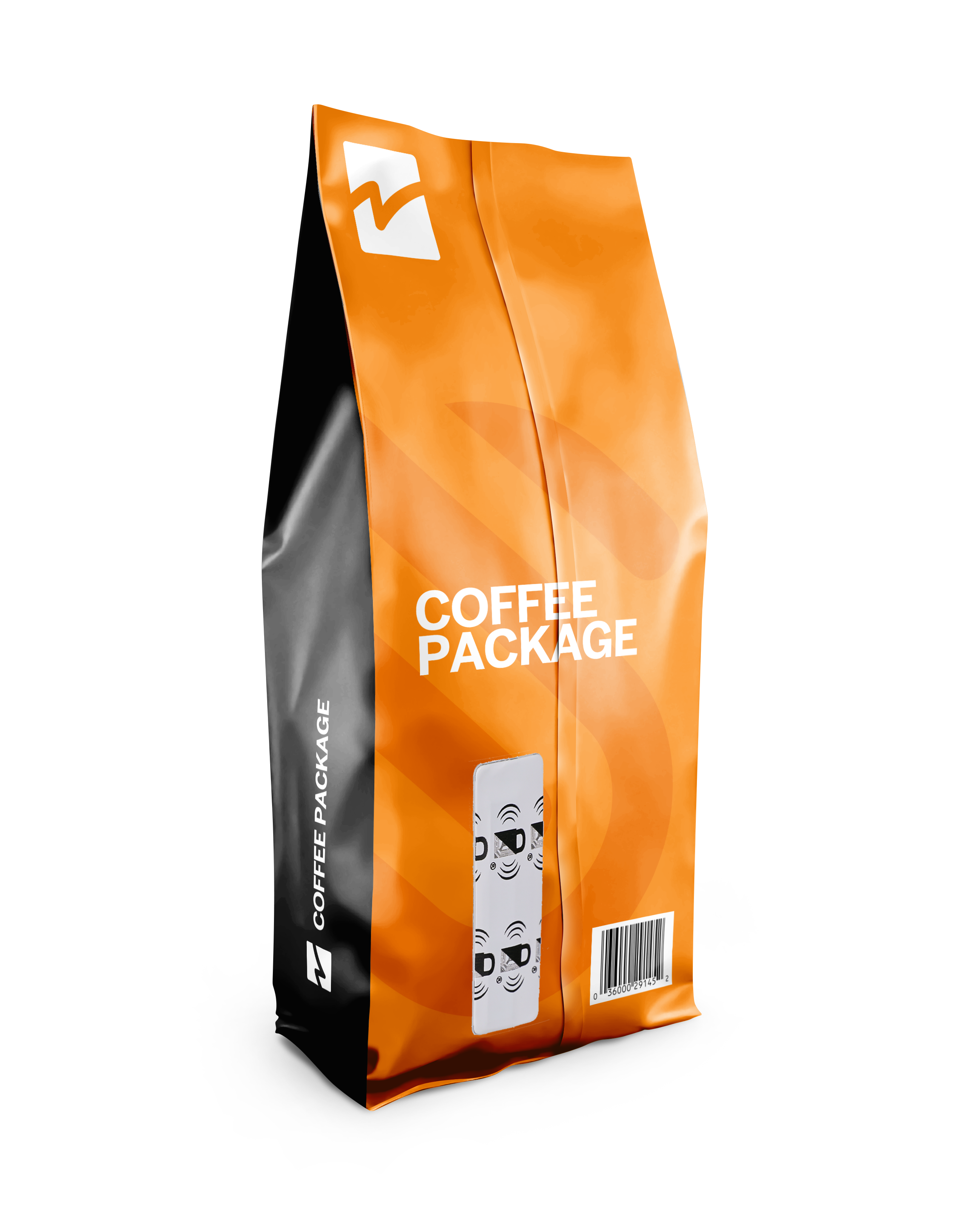 Esempio di applicazione etichetta antitaccheggio per metalli su pacco di caffè