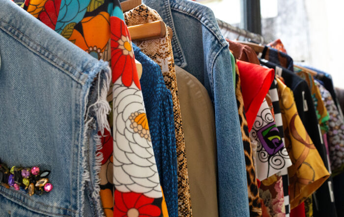 Rack of second hand clothing