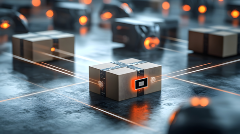 RFID tag on a box for traceability