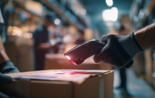 Person scanning a code on a box