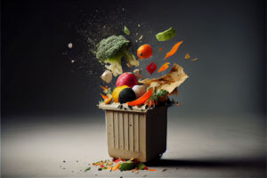 Bin with food being recycled